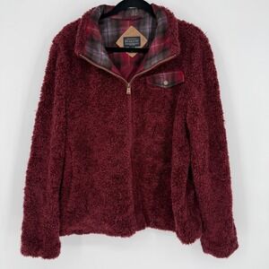 PENDLETON WOMEN'S FUZZY FULL ZIP JACKET‎ XL MERLOT RED